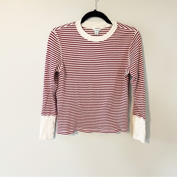 Sundance Tops - Sundance elemental joyful striped thermal top red stripe medium petite